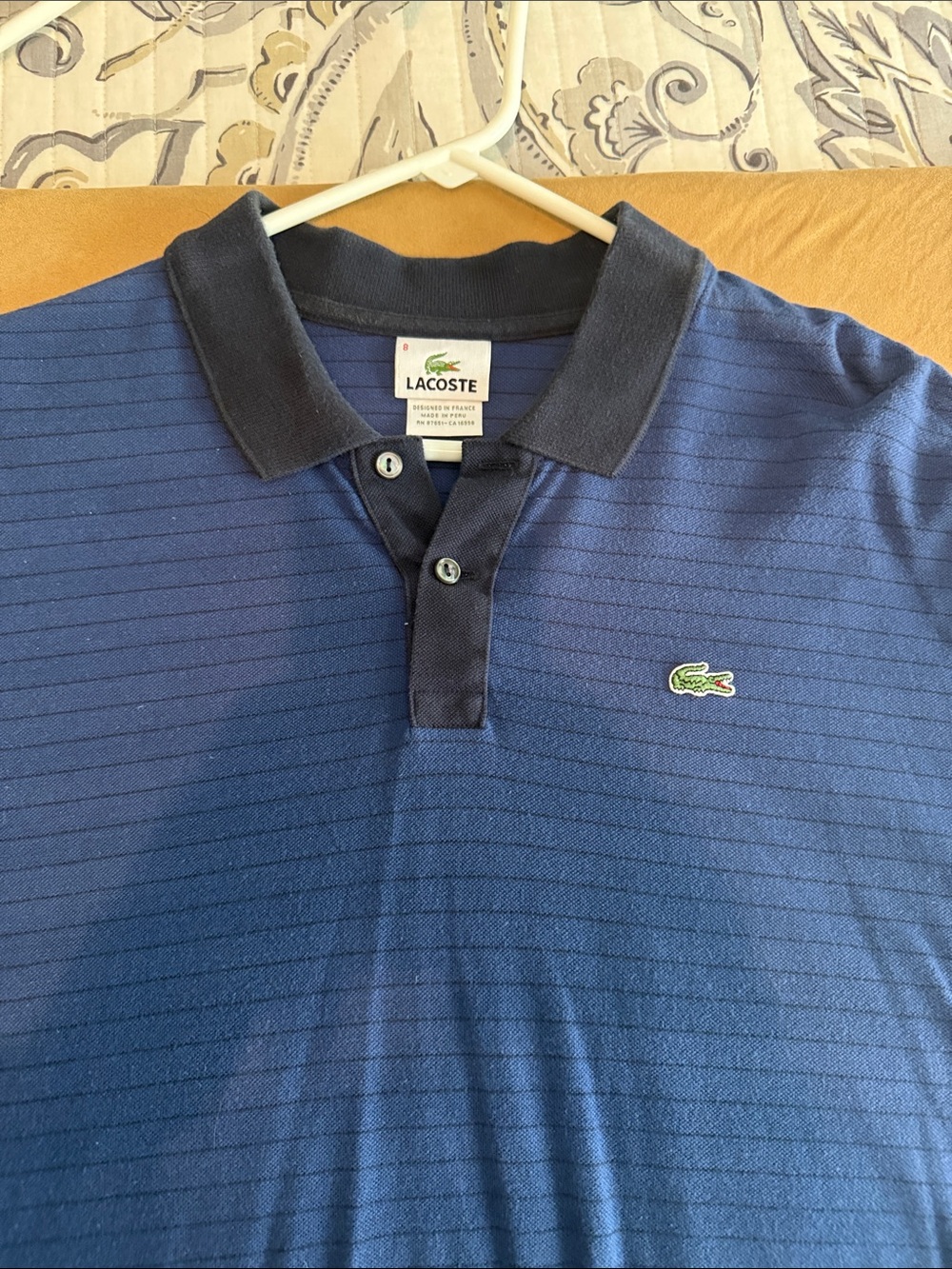 Lacoste Men's Navy Blue Polo with Dark Contrast Collar